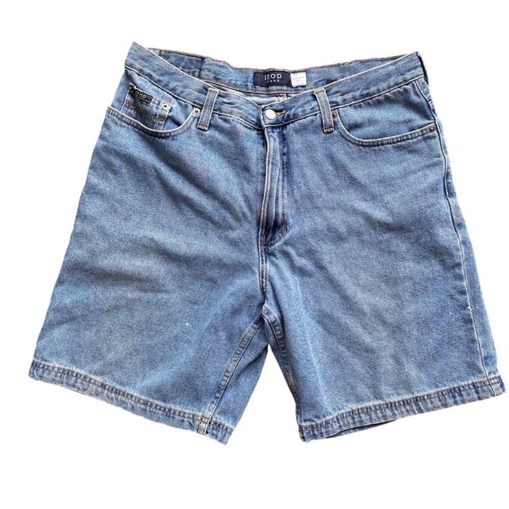 Izod Jeans Mens Relaxed Fit Denim Shorts Medium Wash Blue Cotton Size 32